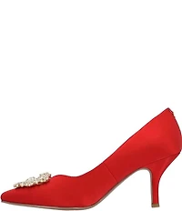 J. Renee Ezara Satin Brooch Ornamented Dress Pumps