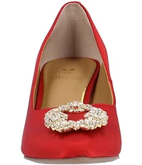 J. Renee Ezara Satin Brooch Ornamented Dress Pumps