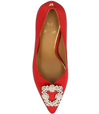 J. Renee Ezara Satin Brooch Ornamented Dress Pumps