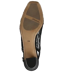 J. Renee Faleece Satin Lace Detail Slingback Block Heel Pumps