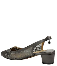 J. Renee Faleece Satin Lace Detail Slingback Block Heel Pumps
