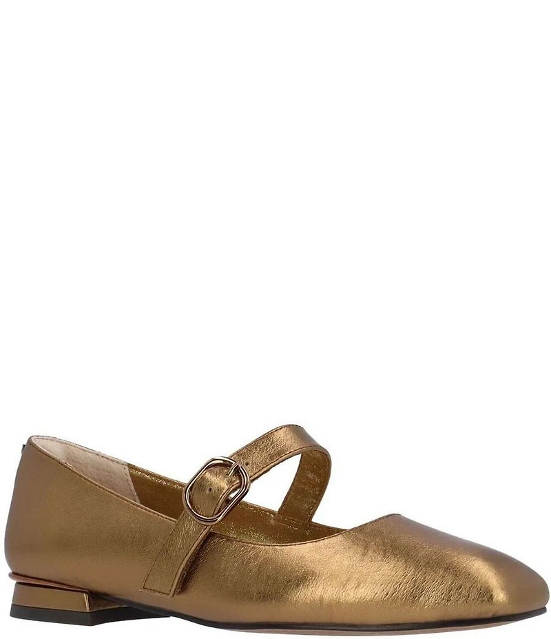 J. Renee Faron Metallic Leather Mary Jane Flats