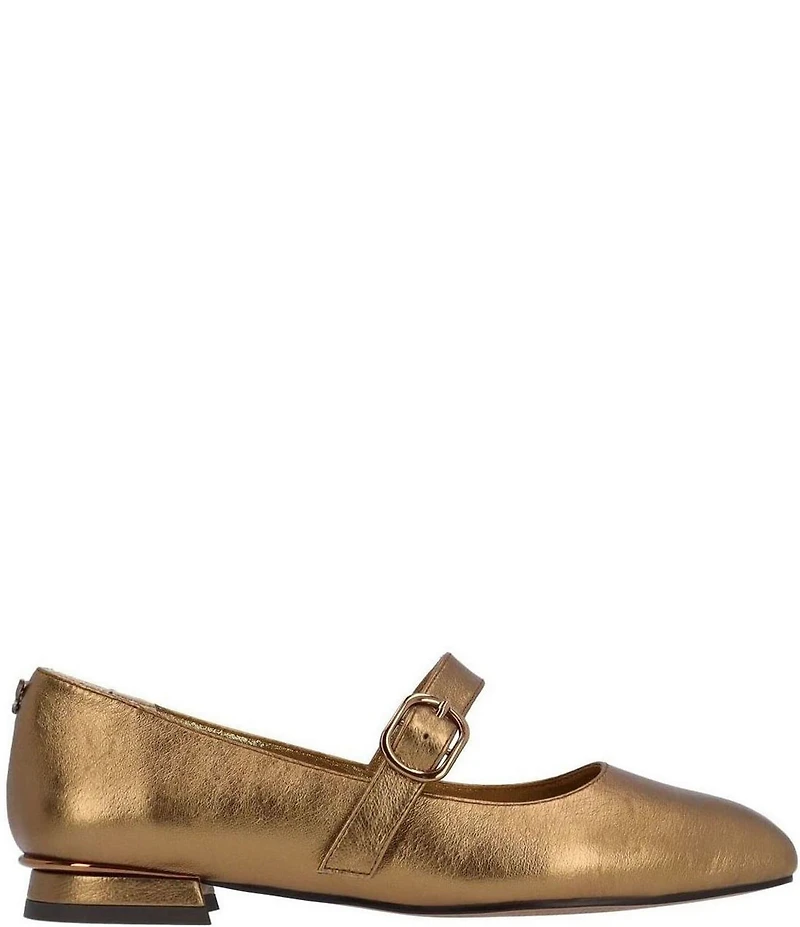 J. Renee Faron Metallic Leather Mary Jane Flats