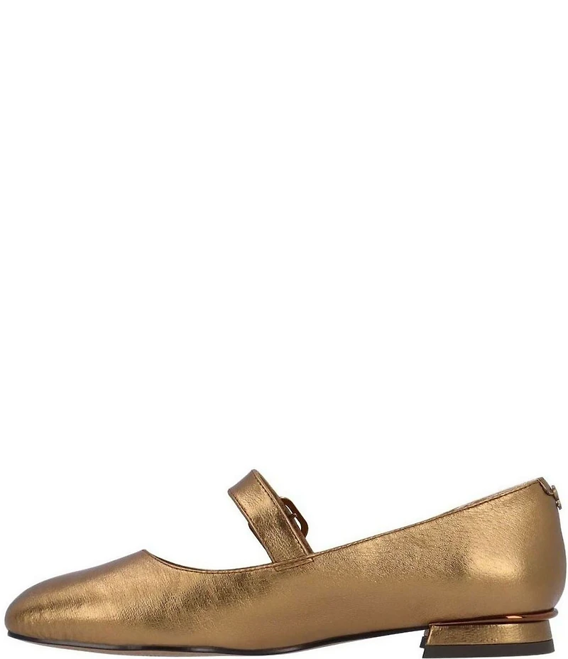 J. Renee Faron Metallic Leather Mary Jane Flats