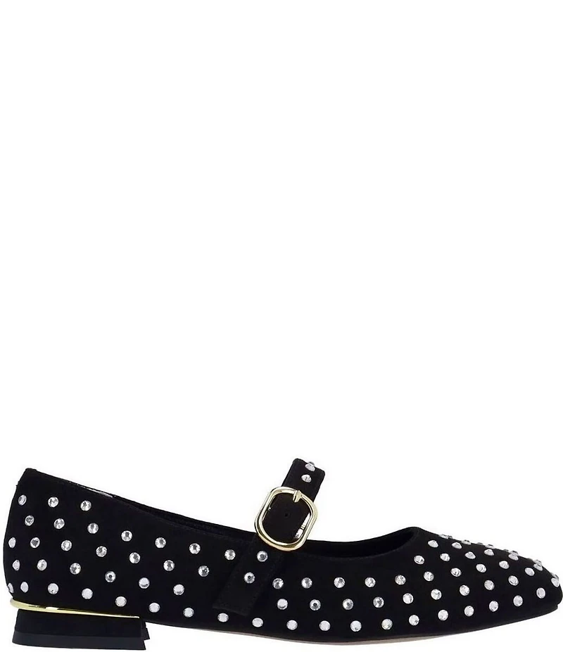 J. Renee Faron Rhinestone Embellished Microsuede Mary Jane Flats