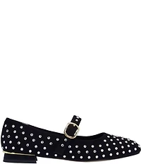 J. Renee Faron Rhinestone Embellished Microsuede Mary Jane Flats