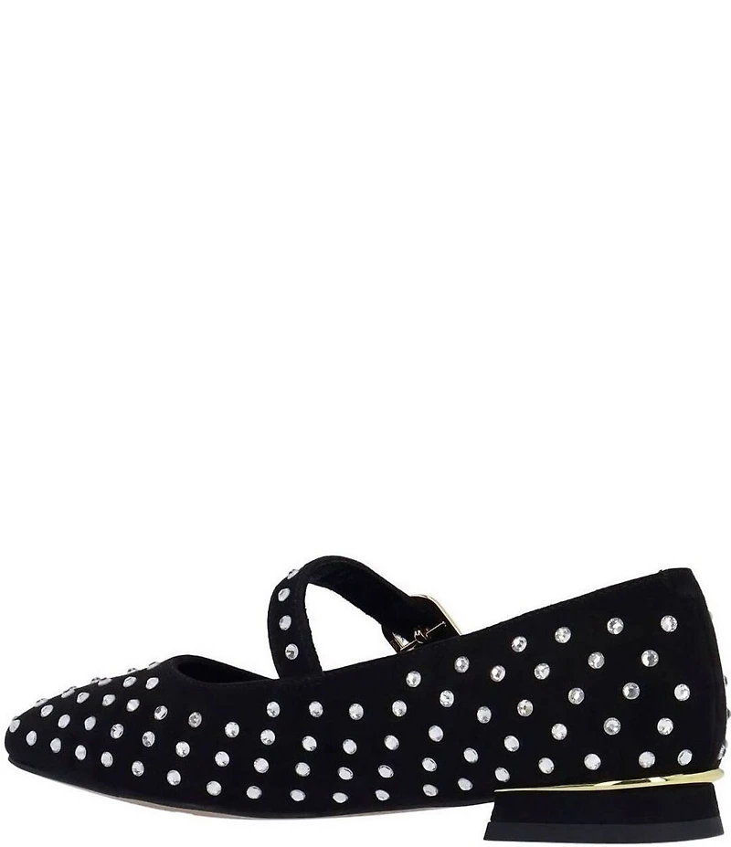 J. Renee Faron Rhinestone Embellished Microsuede Mary Jane Flats