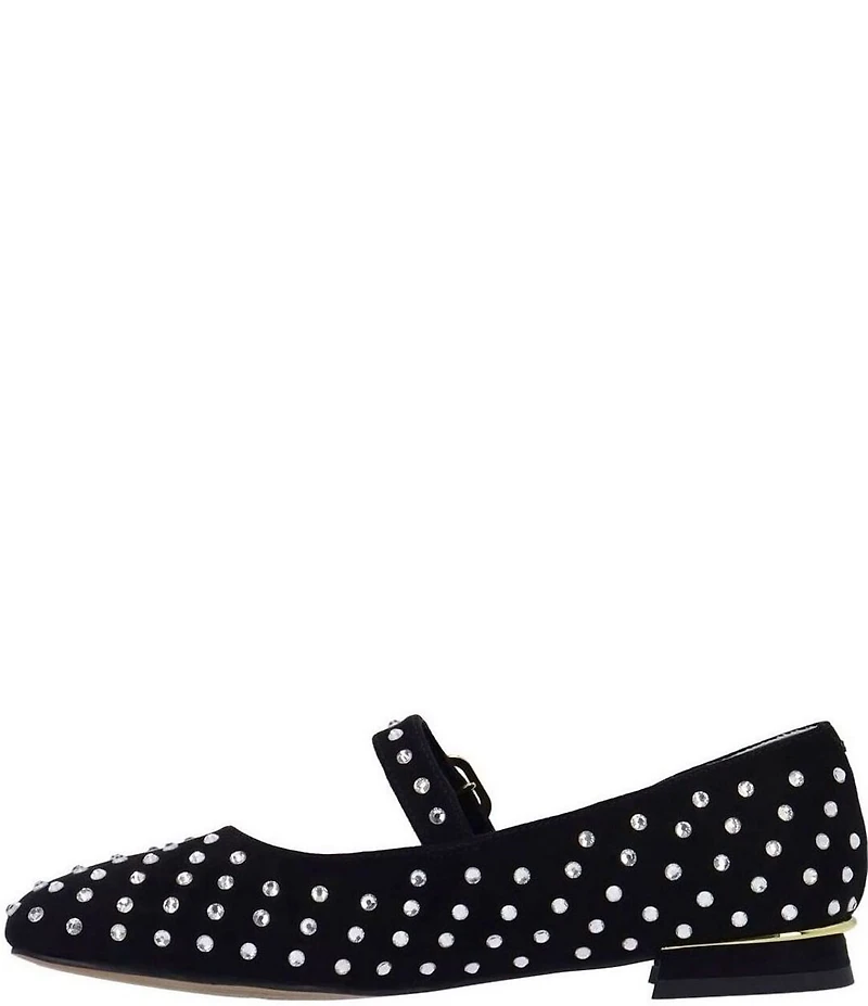 J. Renee Faron Rhinestone Embellished Microsuede Mary Jane Flats