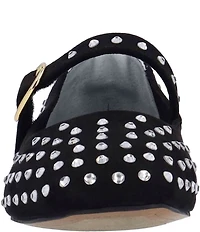 J. Renee Faron Rhinestone Embellished Microsuede Mary Jane Flats