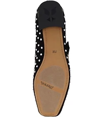 J. Renee Faron Rhinestone Embellished Microsuede Mary Jane Flats
