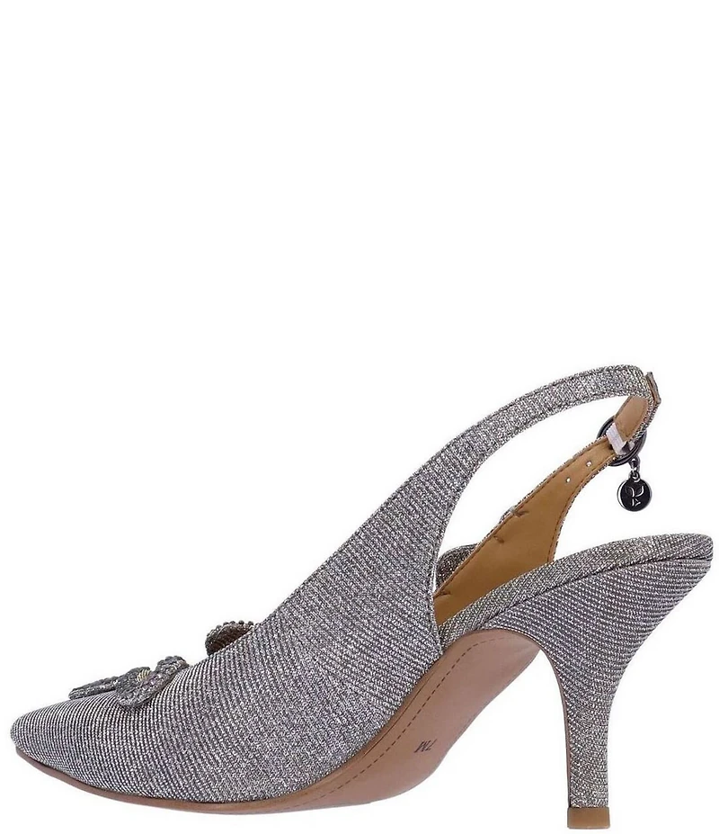 J. Renee Fedosia Glitter Fabric Rhinestone Embellished Snake Ornament Slingback Pumps