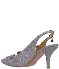 J. Renee Fedosia Glitter Fabric Rhinestone Embellished Snake Ornament Slingback Pumps