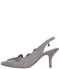 J. Renee Fedosia Glitter Fabric Rhinestone Embellished Snake Ornament Slingback Pumps