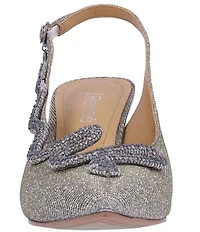 J. Renee Fedosia Glitter Fabric Rhinestone Embellished Snake Ornament Slingback Pumps