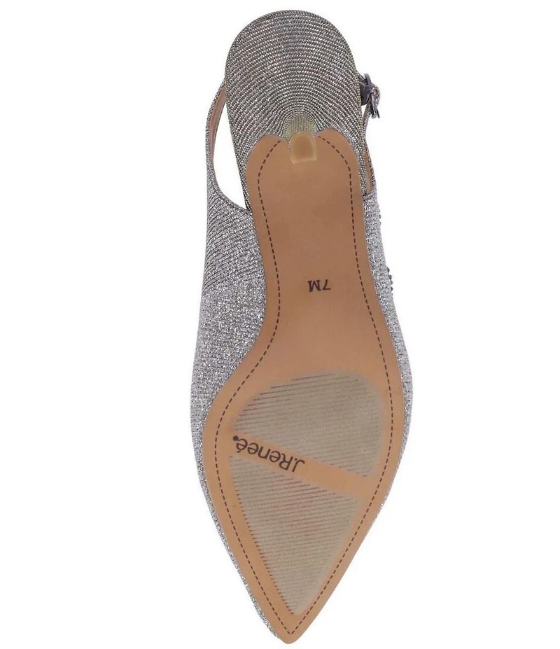 J. Renee Fedosia Glitter Fabric Rhinestone Embellished Snake Ornament Slingback Pumps