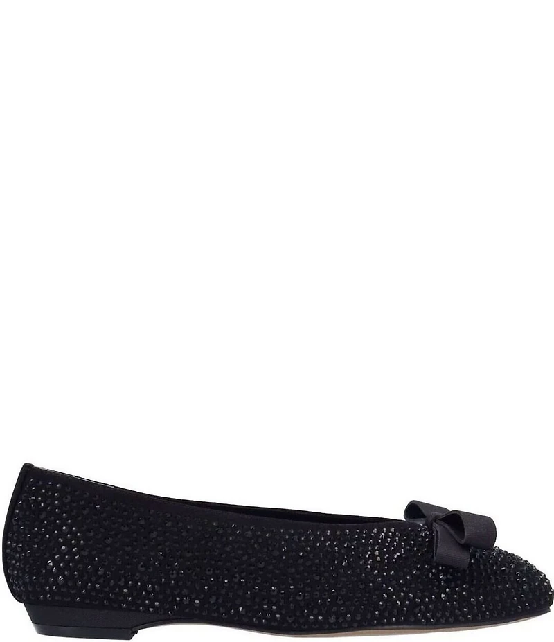 J. Renee Fentan Microsuede Rhinestone Embellished Ballet Bow Flats