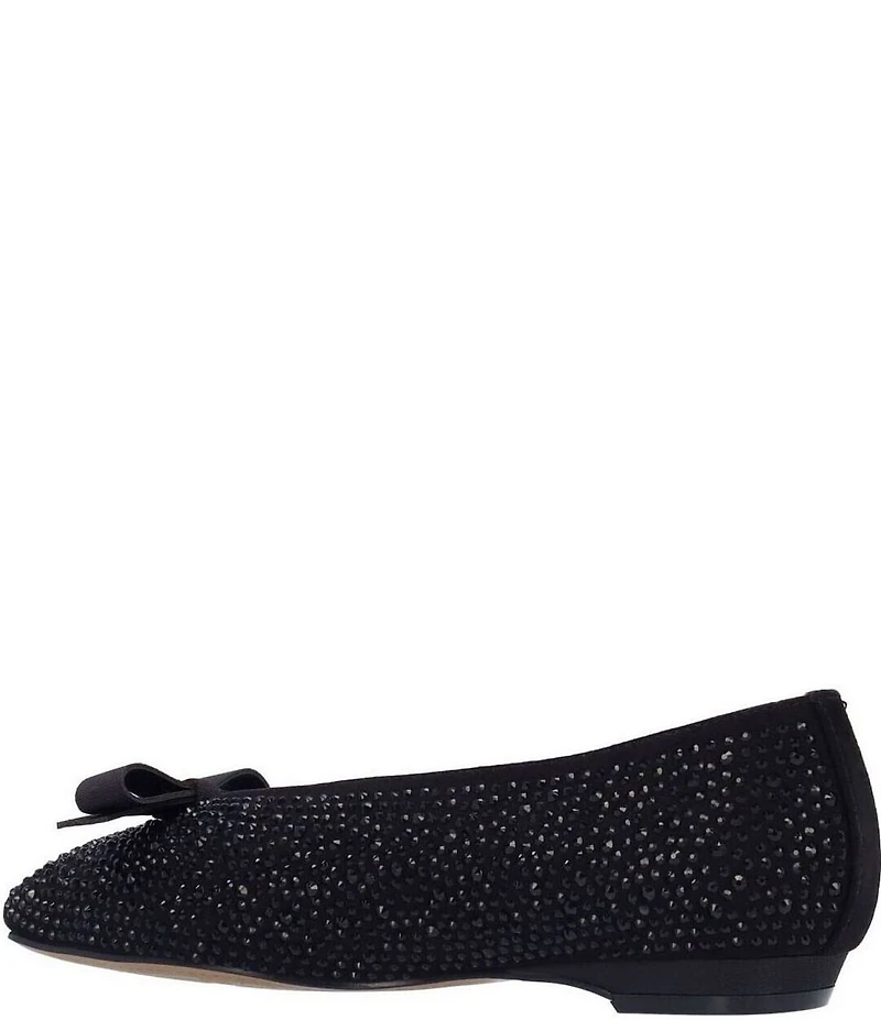 J. Renee Fentan Microsuede Rhinestone Embellished Ballet Bow Flats
