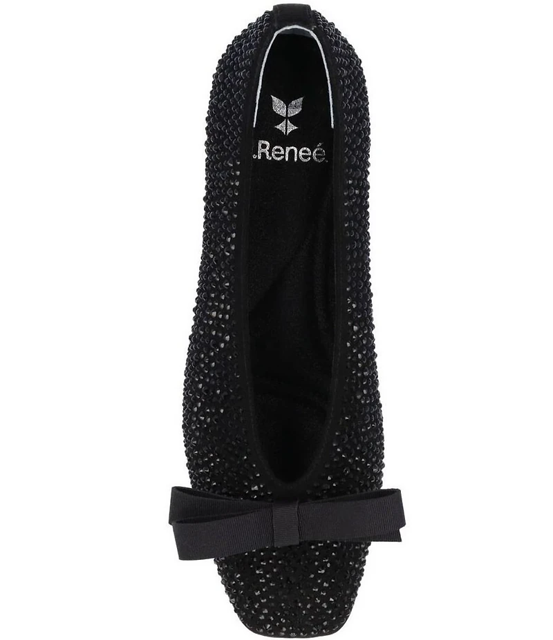 J. Renee Fentan Microsuede Rhinestone Embellished Ballet Bow Flats