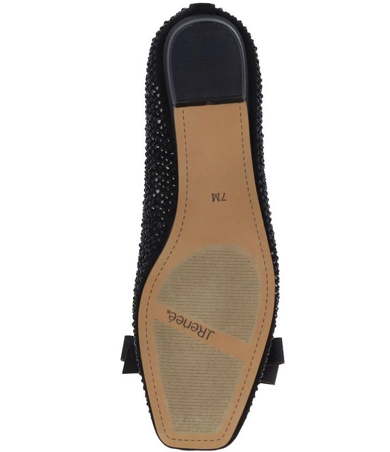 J. Renee Fentan Microsuede Rhinestone Embellished Ballet Bow Flats