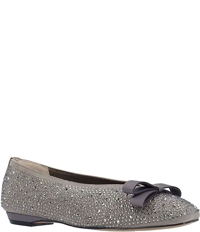 J. Renee Fentan Microsuede Rhinestone Embellished Ballet Bow Flats
