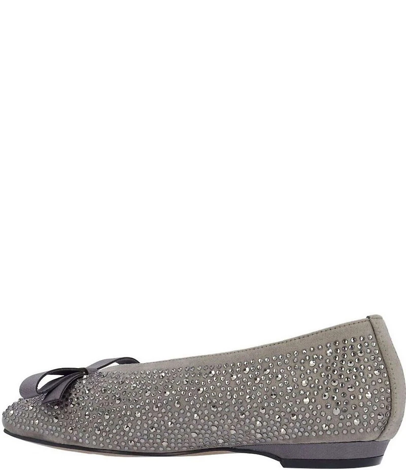 J. Renee Fentan Microsuede Rhinestone Embellished Ballet Bow Flats