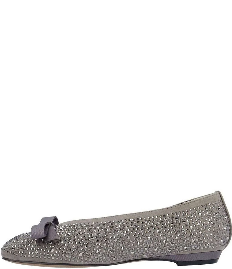 J. Renee Fentan Microsuede Rhinestone Embellished Ballet Bow Flats