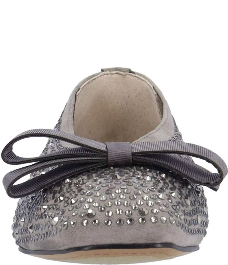 J. Renee Fentan Microsuede Rhinestone Embellished Ballet Bow Flats