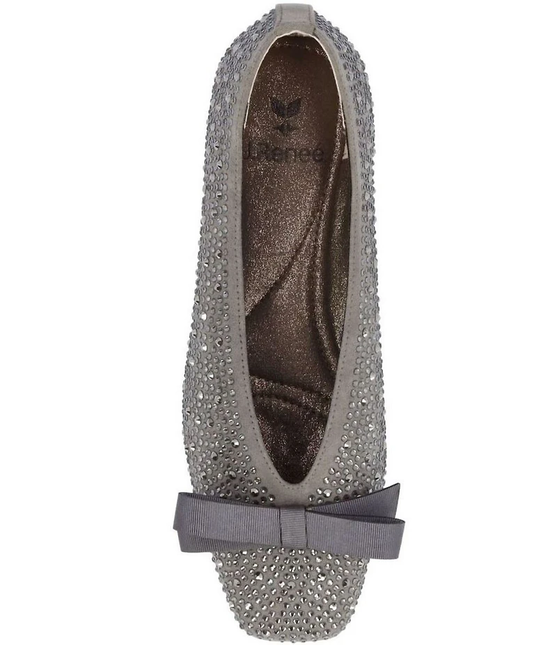 J. Renee Fentan Microsuede Rhinestone Embellished Ballet Bow Flats