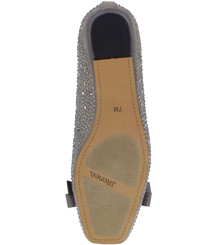J. Renee Fentan Microsuede Rhinestone Embellished Ballet Bow Flats