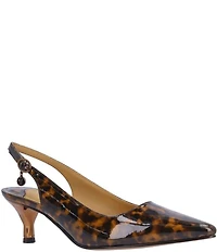 J. Renee Ferryanne Patent Tortoise Print Slingback Pumps