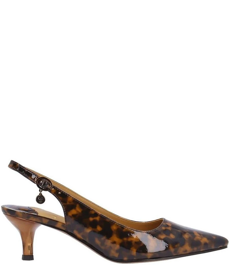 J. Renee Ferryanne Patent Tortoise Print Slingback Pumps