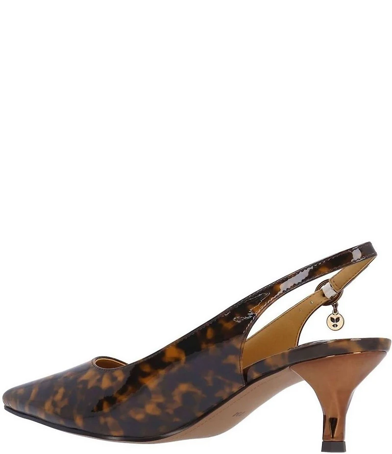 J. Renee Ferryanne Patent Tortoise Print Slingback Pumps
