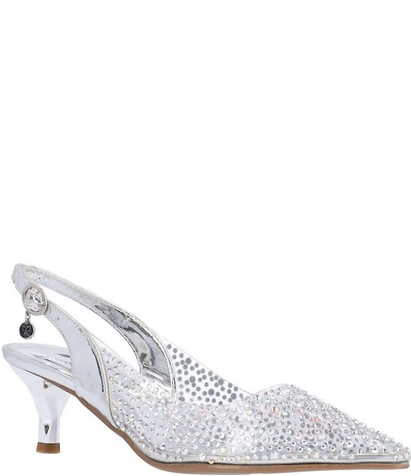 J. Renee Ferryanne Rhinestone Embellished Vinyl Slingback Pumps