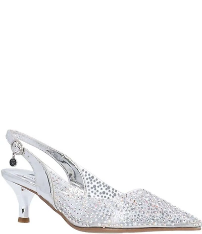 J. Renee Ferryanne Rhinestone Embellished Vinyl Slingback Pumps