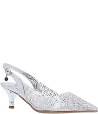 J. Renee Ferryanne Rhinestone Embellished Vinyl Slingback Pumps