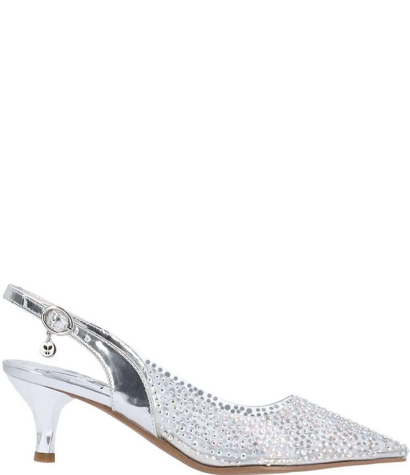 J. Renee Ferryanne Rhinestone Embellished Vinyl Slingback Pumps