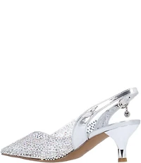 J. Renee Ferryanne Rhinestone Embellished Vinyl Slingback Pumps