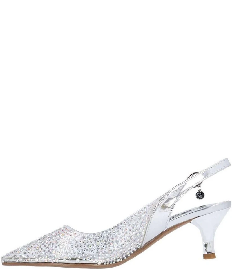 J. Renee Ferryanne Rhinestone Embellished Vinyl Slingback Pumps