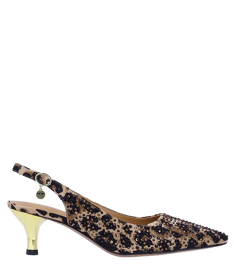 J. Renee Ferryanne Rhinestone Leopard Print Slingback Pumps