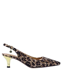 J. Renee Ferryanne Rhinestone Leopard Print Slingback Pumps