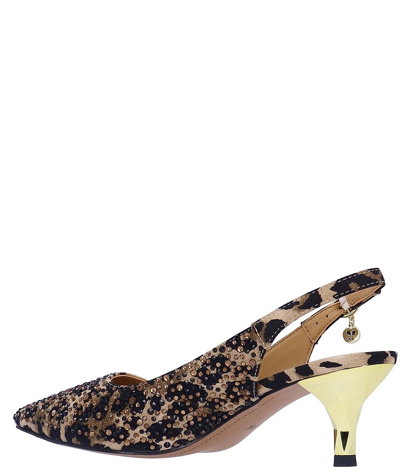 J. Renee Ferryanne Rhinestone Leopard Print Slingback Pumps