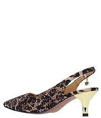 J. Renee Ferryanne Rhinestone Leopard Print Slingback Pumps