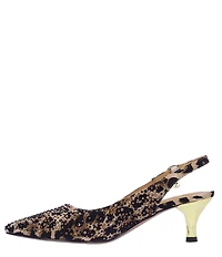 J. Renee Ferryanne Rhinestone Leopard Print Slingback Pumps