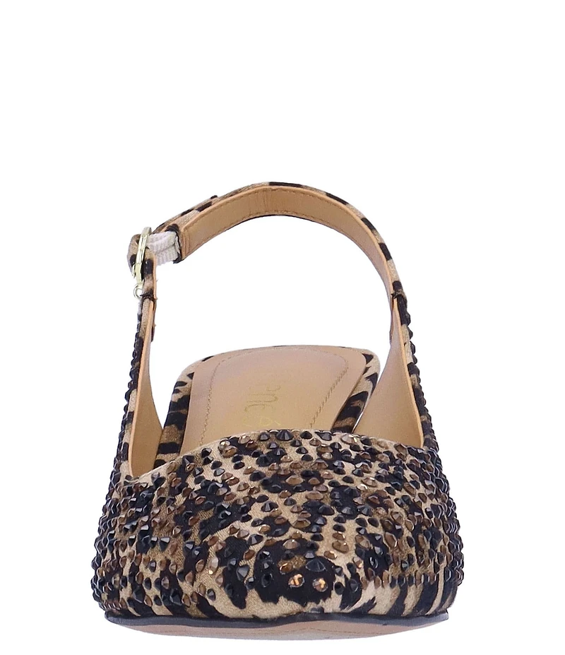 J. Renee Ferryanne Rhinestone Leopard Print Slingback Pumps