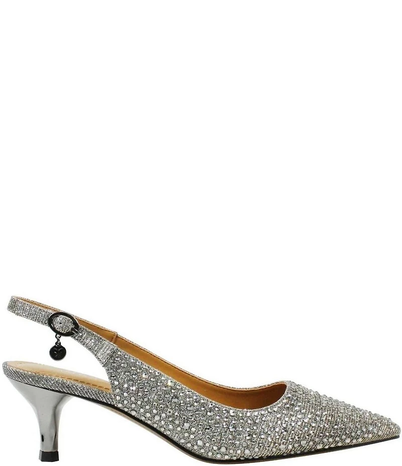 J. Renee Ferryanne Rhinestone Glitter Fabric Slingback Pumps