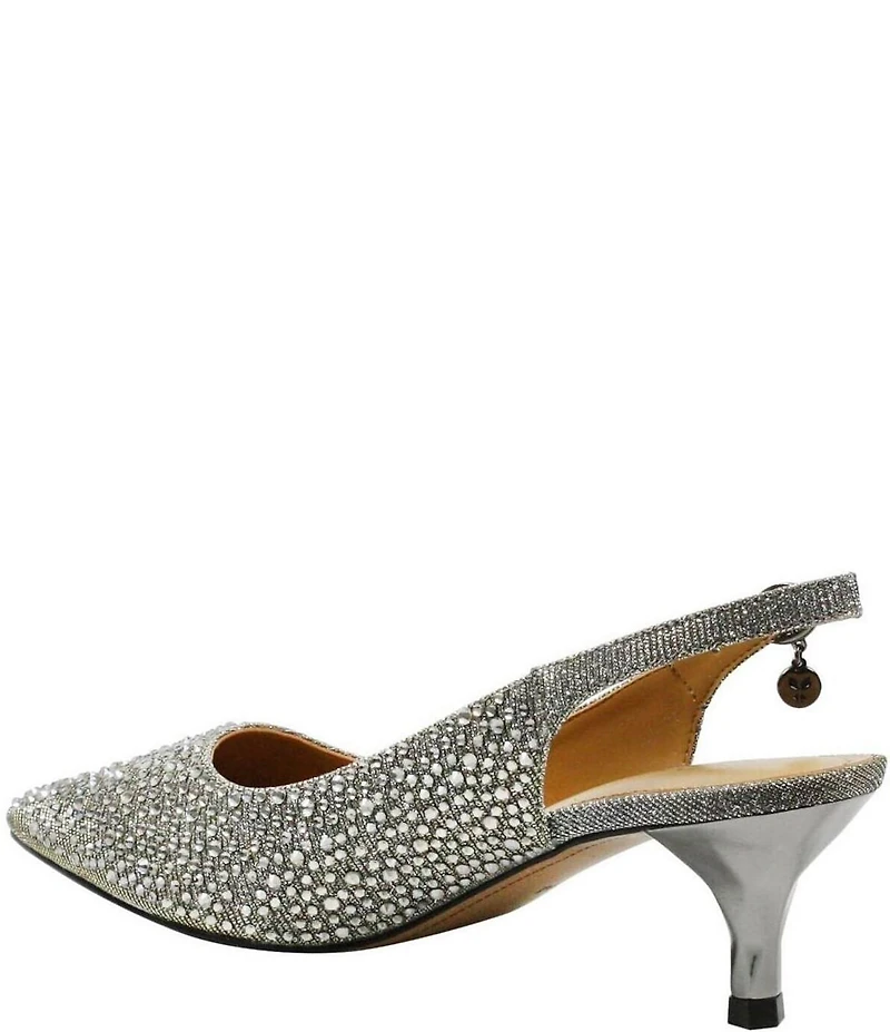 J. Renee Ferryanne Rhinestone Glitter Fabric Slingback Pumps