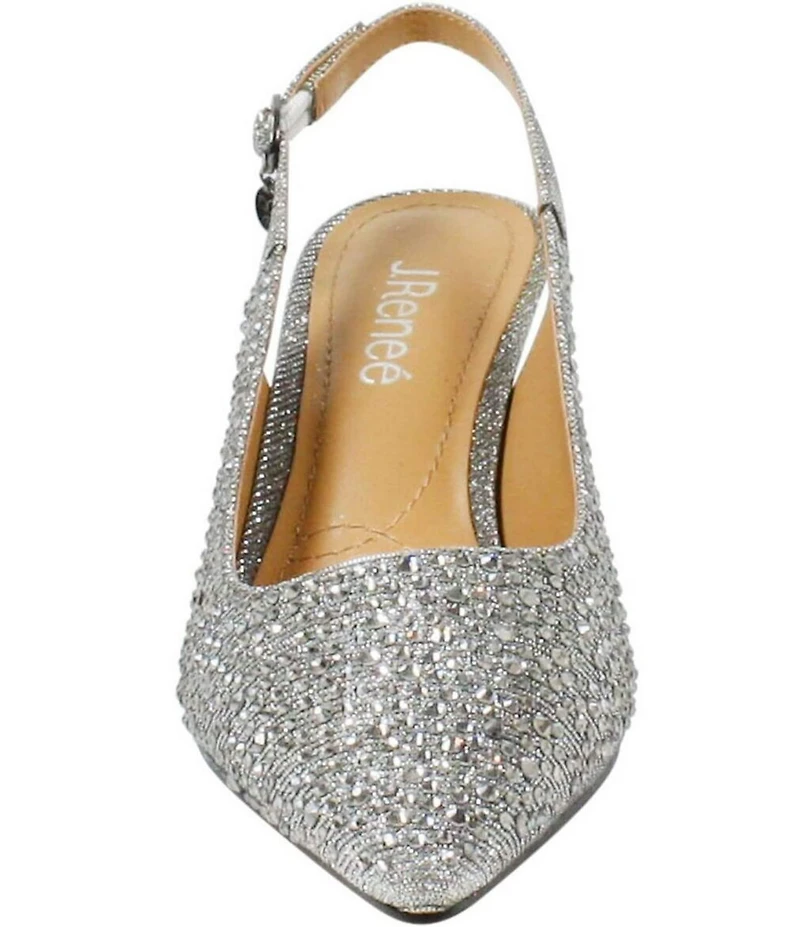 J. Renee Ferryanne Rhinestone Glitter Fabric Slingback Pumps