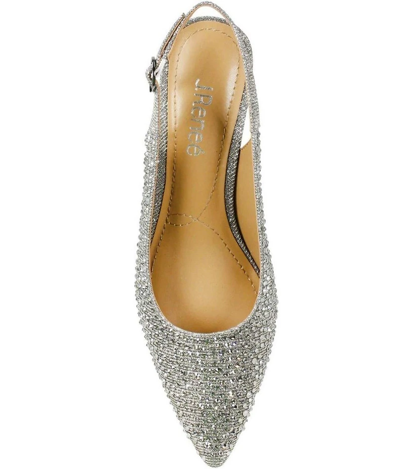 J. Renee Ferryanne Rhinestone Glitter Fabric Slingback Pumps