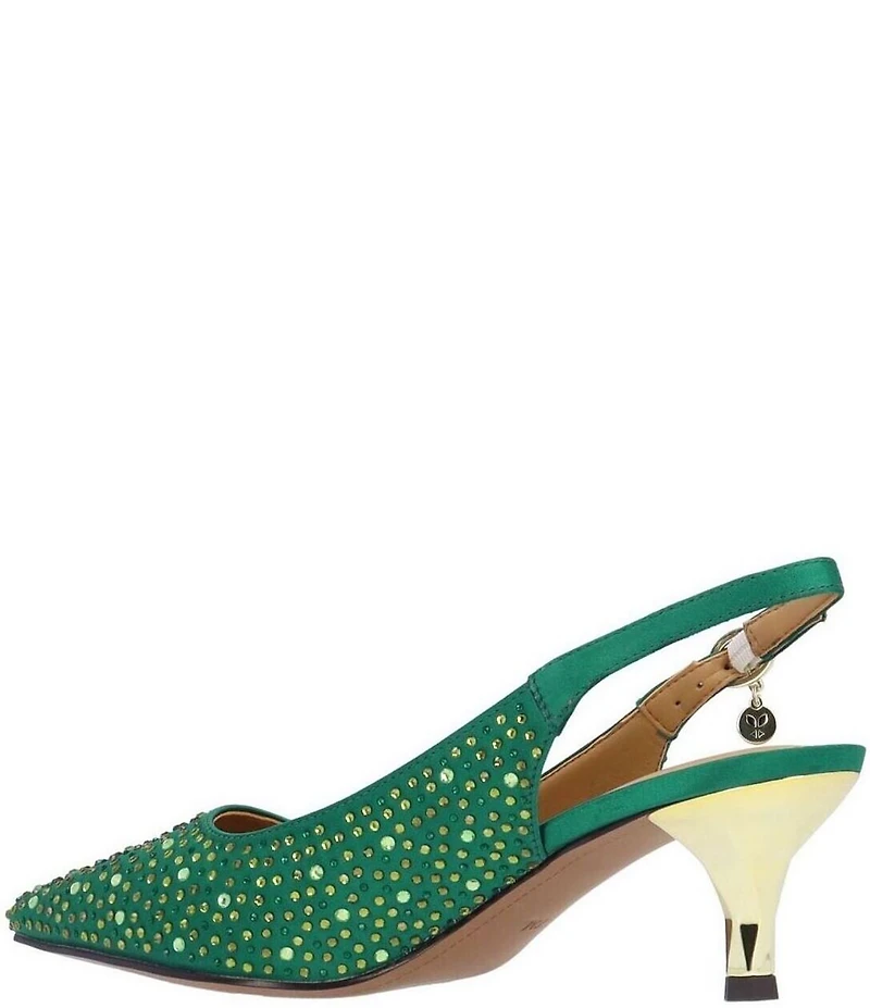 J. Renee Ferryanne Rhinestone Satin Slingback Pumps