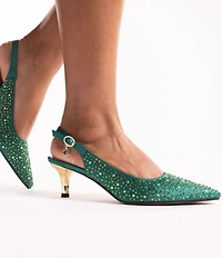 J. Renee Ferryanne Rhinestone Satin Slingback Pumps